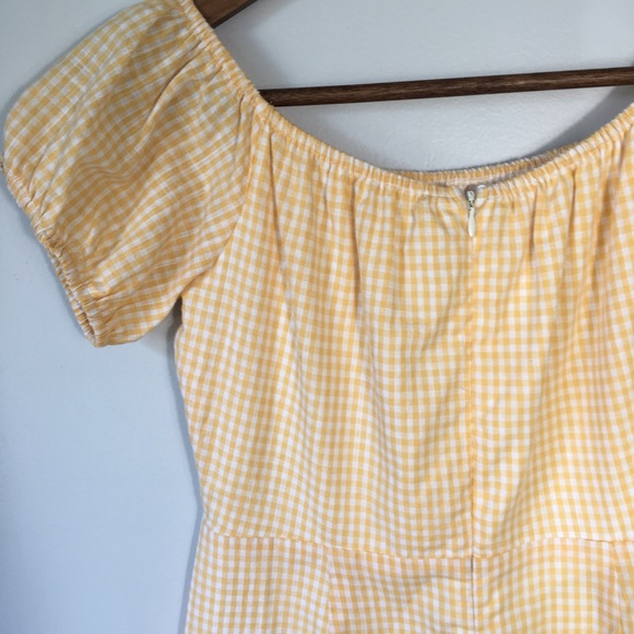Wild Honey Yellow Gingham Off the Shoulder Dress - Picture 5 of 8